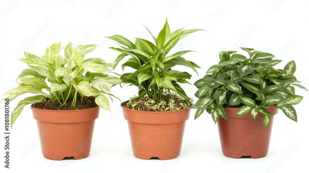 Assorted indoor plants in pots, creating a cozy and green home decor background Assorted indoor plants in pots, creating a cozy and green home decor background