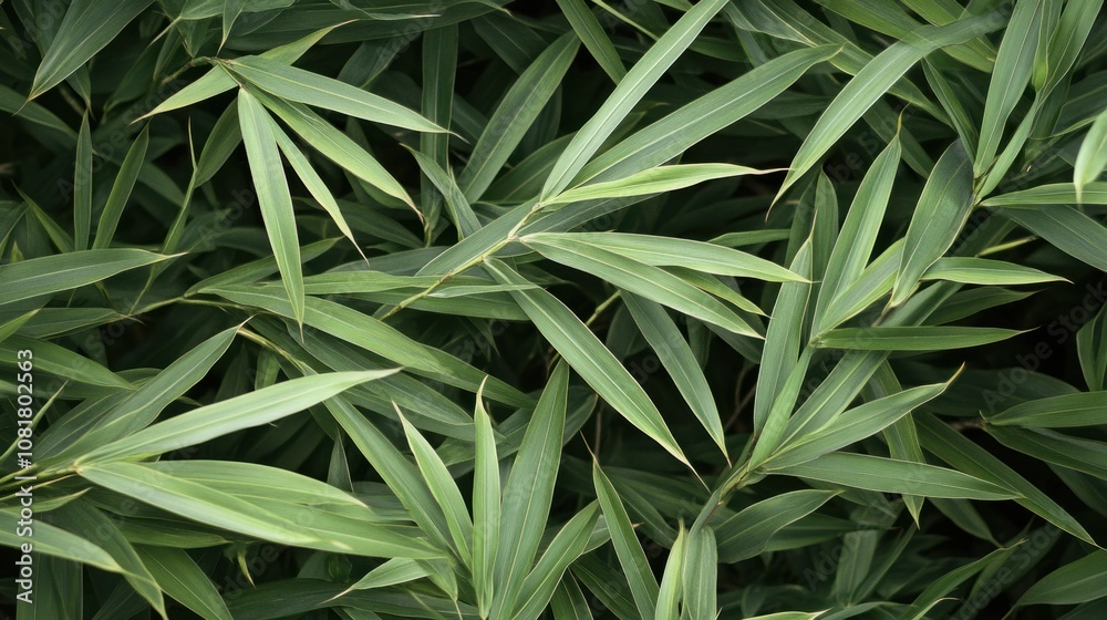 Close-up of bamboo leaves, fresh and green, forming a calming and natural background Close-up of bamboo leaves, fresh and green, forming a calming and natural background