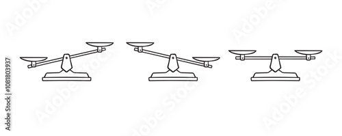 Scales hand drawn doodle element. Scales outline icon. Bowls of libra scales in balance, an imbalance of scales. 