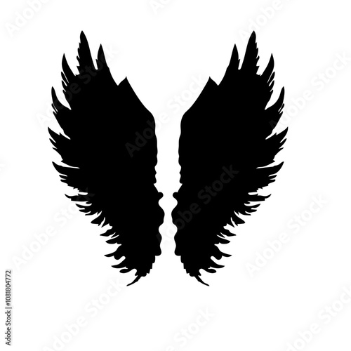 angel wings. the black angel wings look like a real feather. it's a beautiful color for vector. the vector looks good and nice.