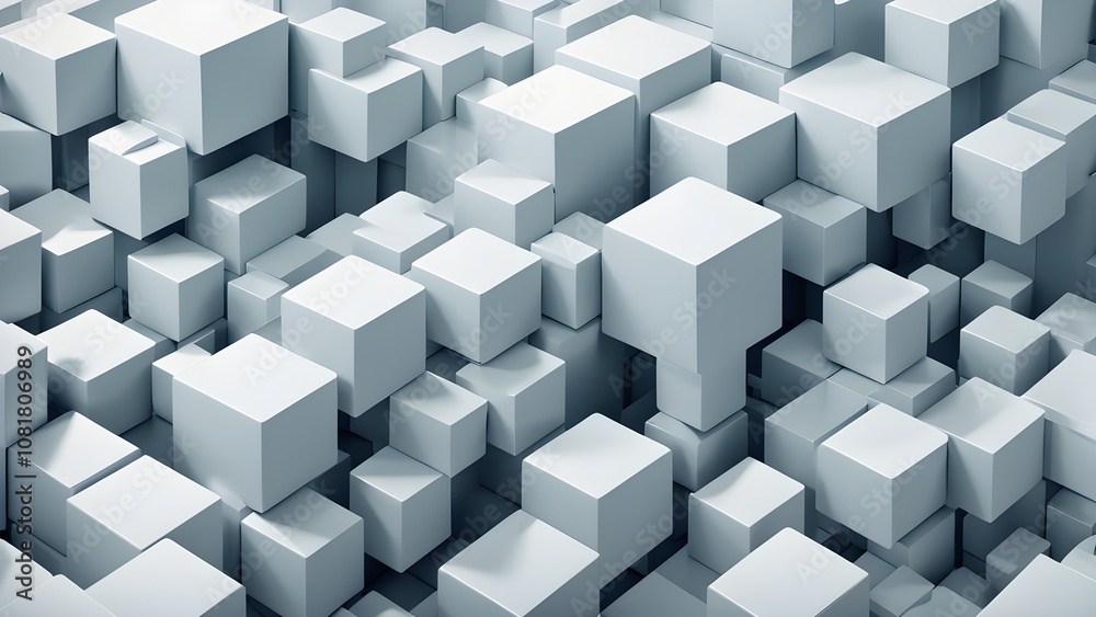 Abstract background of white cubes with a perspective view. Abstract background of white cubes with a perspective view.