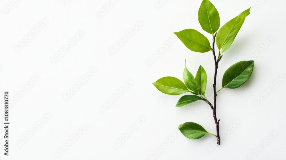 green leaves on a white background
