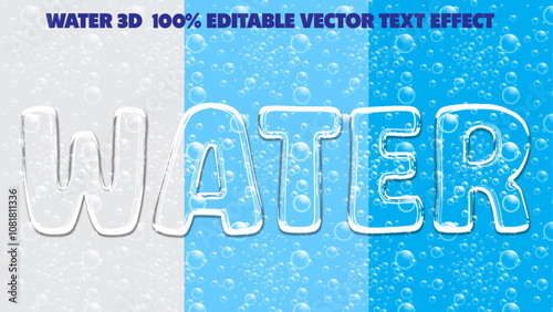 water cool colorful, style 3d editable vector text effect
