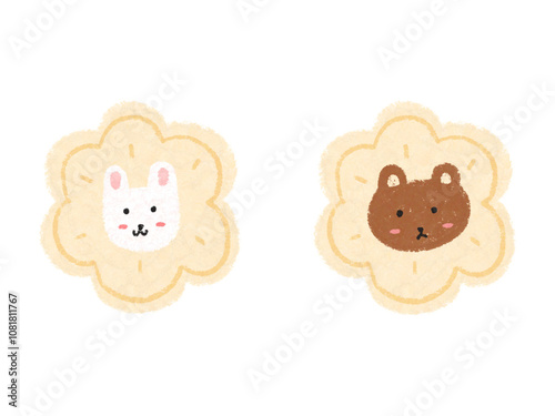 동물 스티커,곰,토끼 일러스트