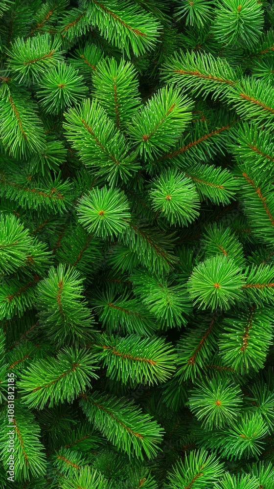 Fresh green pine tree branches filling the frame in summer sunlight Fresh green pine tree branches filling the frame in summer sunlight