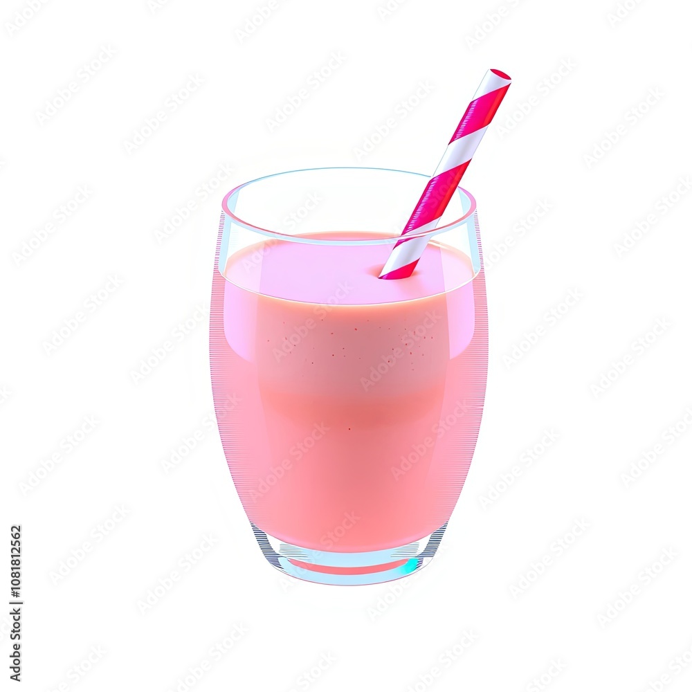 3D Abstract Design Element of Low-Sugar Smoothie with Iridescent Glitch Effect on White Background 3D Abstract Design Element of Low-Sugar Smoothie with Iridescent Glitch Effect on White Background