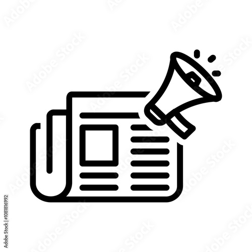 Vector black line icon for Press release