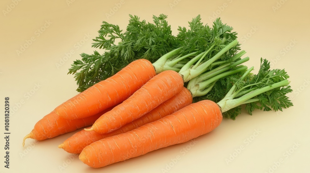 bunch of carrots with green leaves on table bunch of carrots with green leaves on table