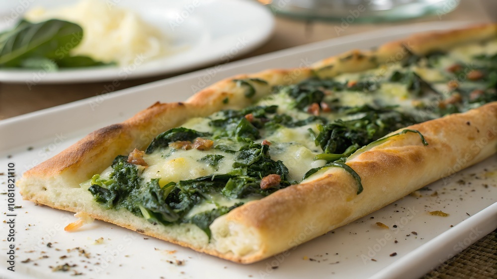 Spinach and Cheese Pide with Fresh Greens Spinach and Cheese Pide with Fresh Greens