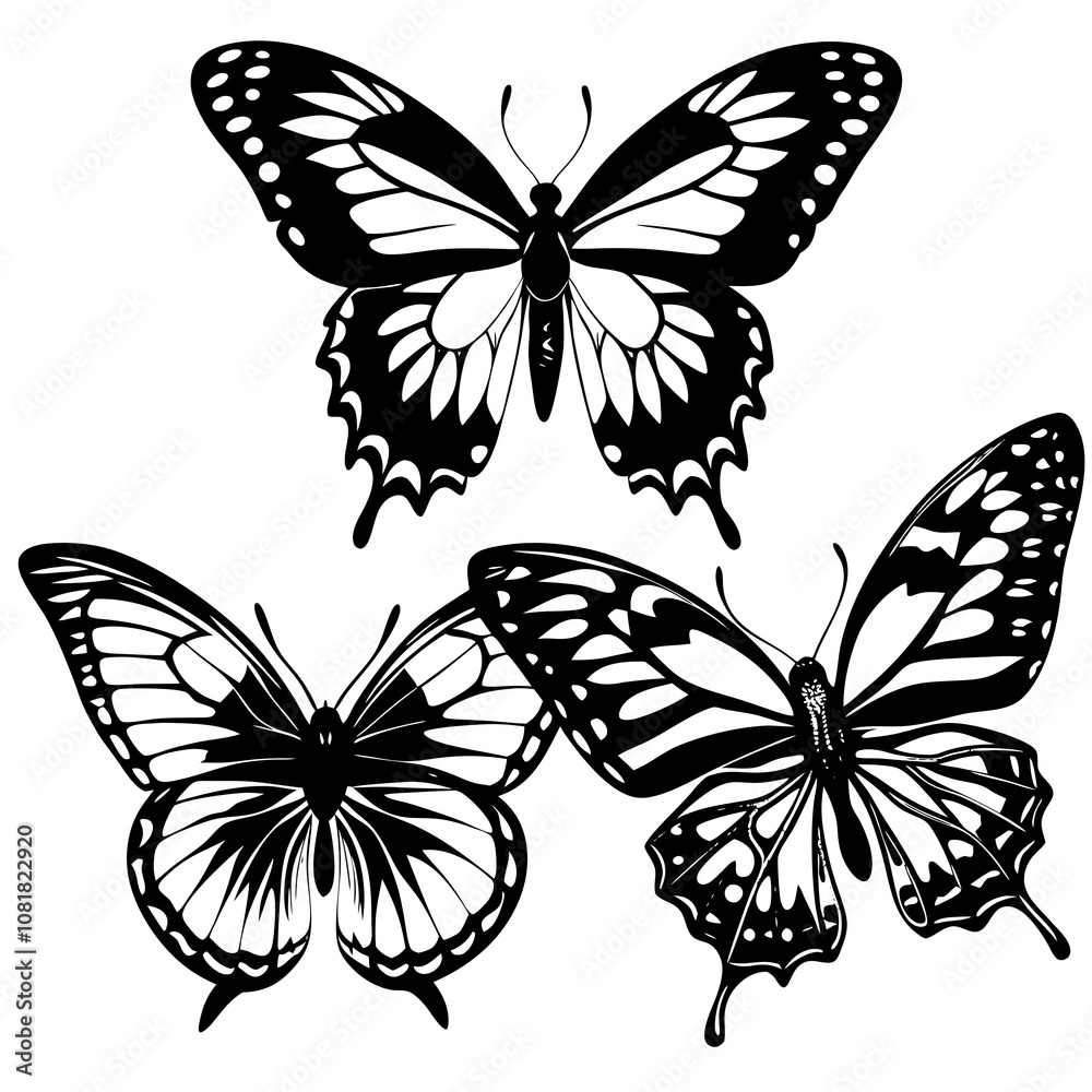 set of butterflies