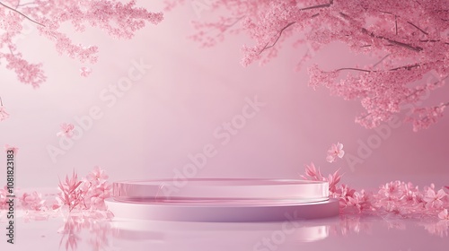 Beautiful glass and flower podium