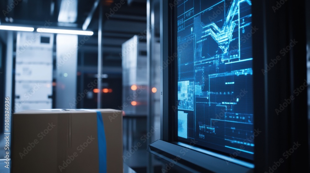 Organized Warehouse Inventory: Parcels Neatly Arranged on Shelves Ready for Dispatch Organized Warehouse Inventory: Parcels Neatly Arranged on Shelves Ready for Dispatch