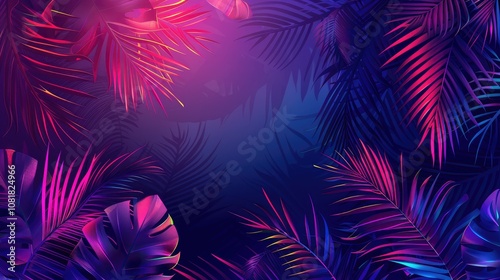 Abstract tropical leaves with gradient light effects photo