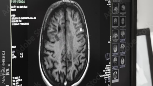 MRI brain scan. Medical, science and education mri brain. Magnetic resonance. MRI blood vessels brain, cerebrovascular disease.