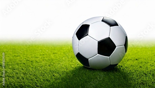Soccer ball on grass background