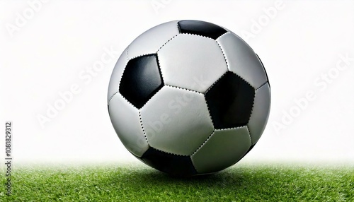 Soccer ball on grass background