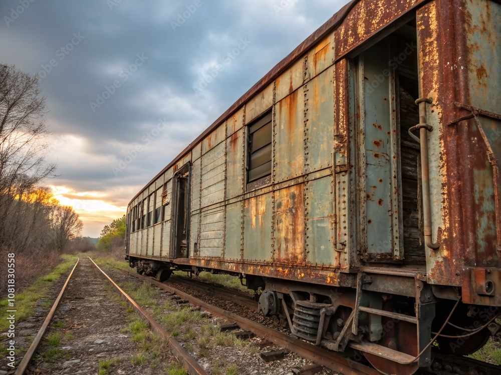 Captivating Macro Photography of an Abandoned Cargo Train Carriage, Showcasing Rust and Decay as a Testament to Time's Passage, Evoking Nostalgia and History in Every Detail Captivating Macro Photography of an Abandoned Cargo Train Carriage, Showcasing Rust and Decay as a Testament to Time's Passage, Evoking Nostalgia and History in Every Detail