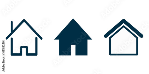Set of house icons in different styles. Simple home symbols for web design and user interfaces.