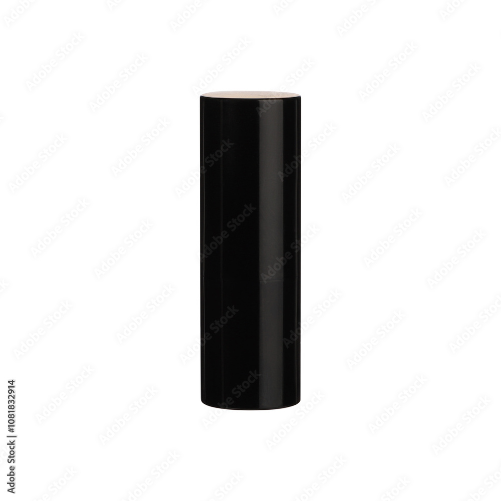 black colored lipstick in the closed case. free space for the mockup, isolated white background. black colored lipstick in the closed case. free space for the mockup, isolated white background.