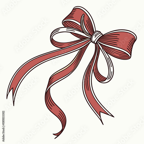 Elegant Red Satin Ribbon Bow with Tapered Tails for a Touch of Sophistication