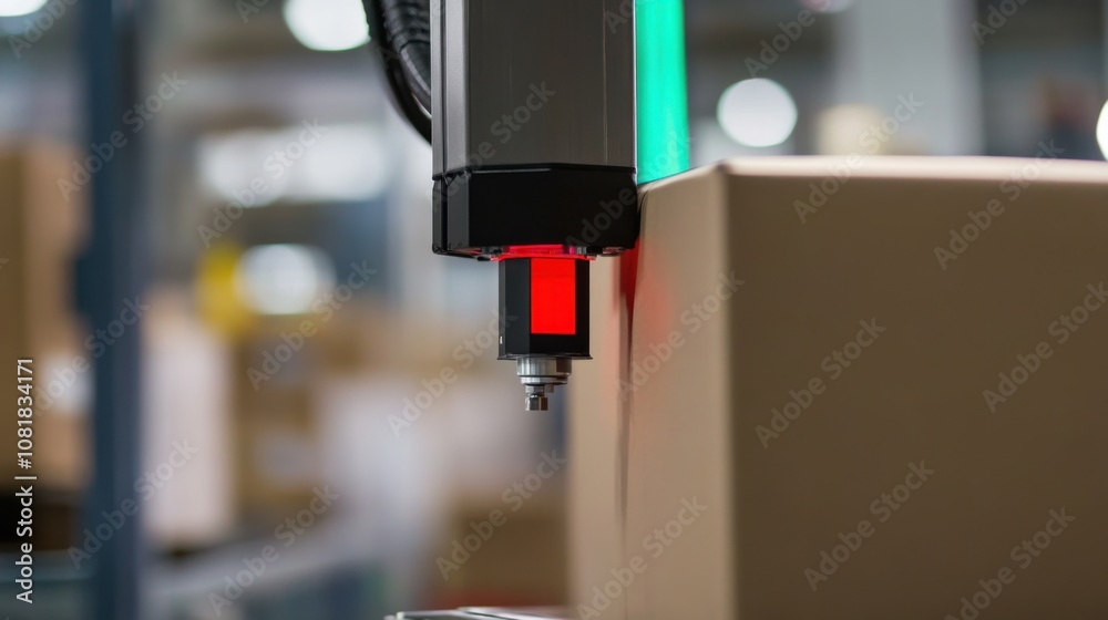Efficient Package Management: Close-Up of Scanning and Labeling Process at Warehouse, Demonstrating Organized Operations and Tracking Systems in Distribution Center Efficient Package Management: Close-Up of Scanning and Labeling Process at Warehouse, Demonstrating Organized Operations and Tracking Systems in Distribution Center