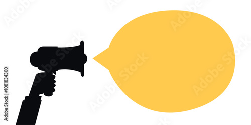Megaphone with speech bubble for announcements or promotions.