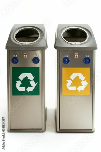 Wallpaper Mural Two recycle bins with green and yellow labels. Torontodigital.ca