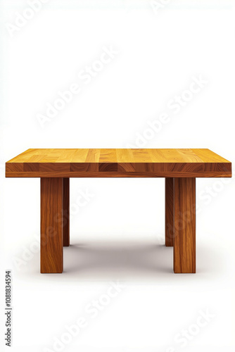 A wooden table on a white background