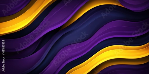 Creative Abstract Marketing Background Featuring 3D Wavy Golden and Purple Gradient Silk Fabric, Enhanced with Unique Design Elements and AI-Generated Wallpaper, Creating a Captivating Visual Experien photo