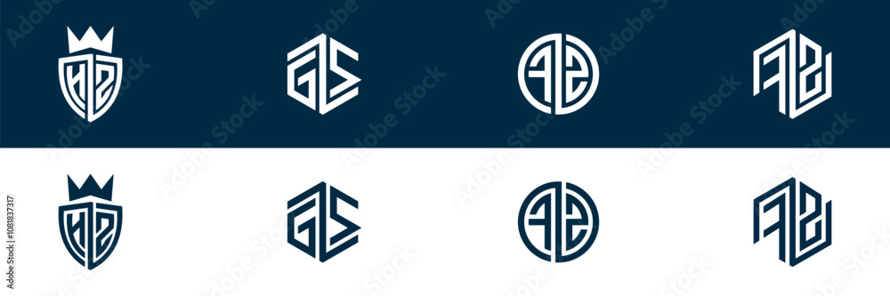 Trendy FZ ZF letter logo design Trendy FZ ZF letter logo design