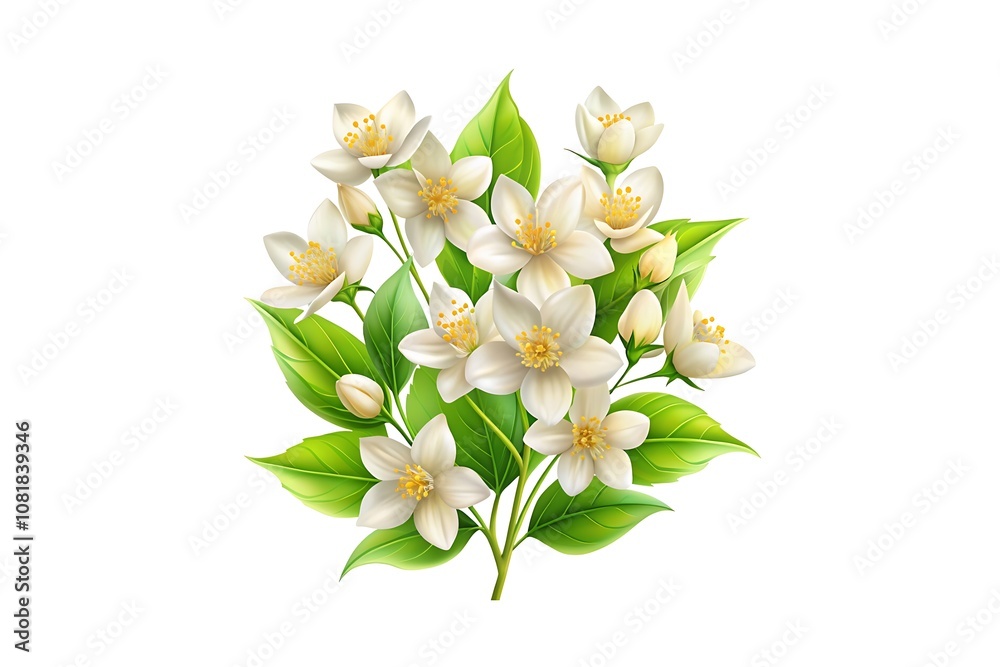Fototapeta premium Vector White Flower Design. Elegant Floral Illustration. Minimalist White Blooms. Delicate Flower Vector. White Floral on White.