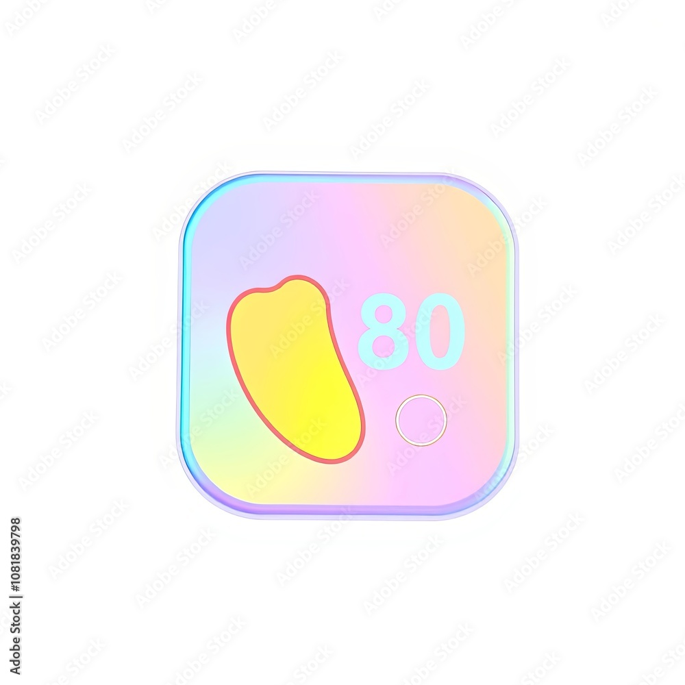 3D Stylized Carb Counting Symbol with Iridescent Glitch Effect on White Background 3D Stylized Carb Counting Symbol with Iridescent Glitch Effect on White Background