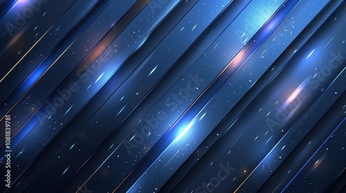 Abstract background with diagonal lines, blue and gold tones, and glowing lights.