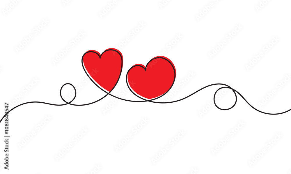 Heart border with line art hearts. heart banner. isolated on white background. Vector illustration. EPS 10 Heart border with line art hearts. heart banner. isolated on white background. Vector illustration. EPS 10