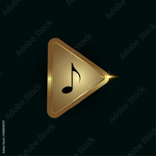 Luxury playing button vector design and premium Music notes icon in the center. Musical key symbol on player button. Musical notes symbol vector illustration