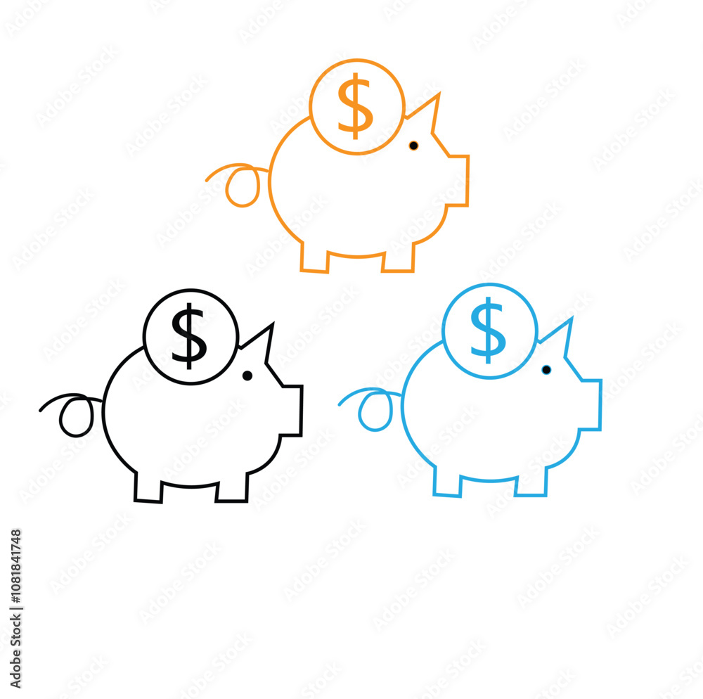 Piggy bank icon vector. piggy money icon