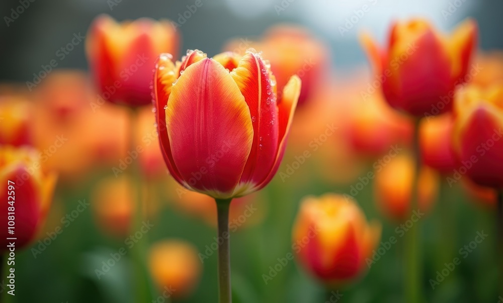 Vibrant red and yellow tulips in bloom Vibrant red and yellow tulips in bloom