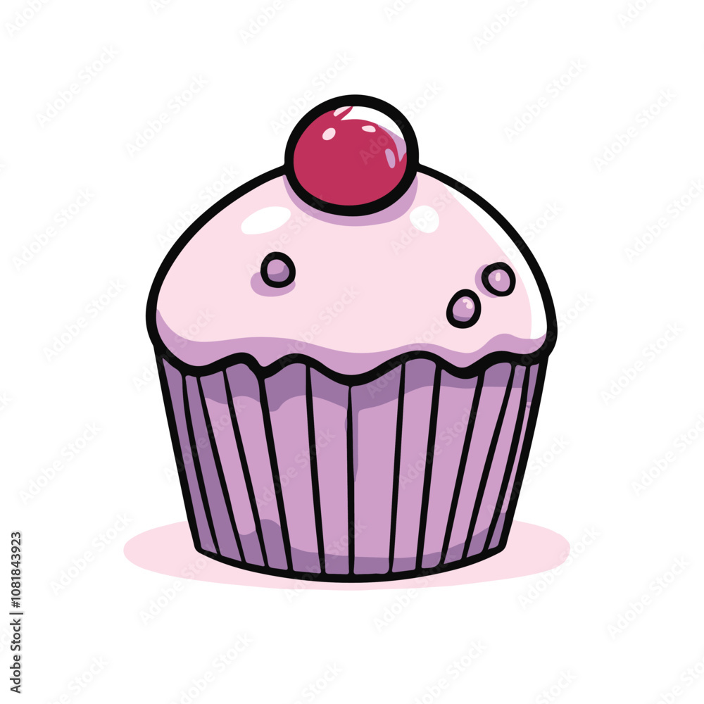 Cupcake icon, vector illustration with a white background