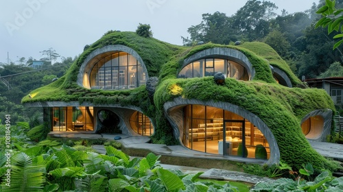 Sustainable building made from recycled materials photo