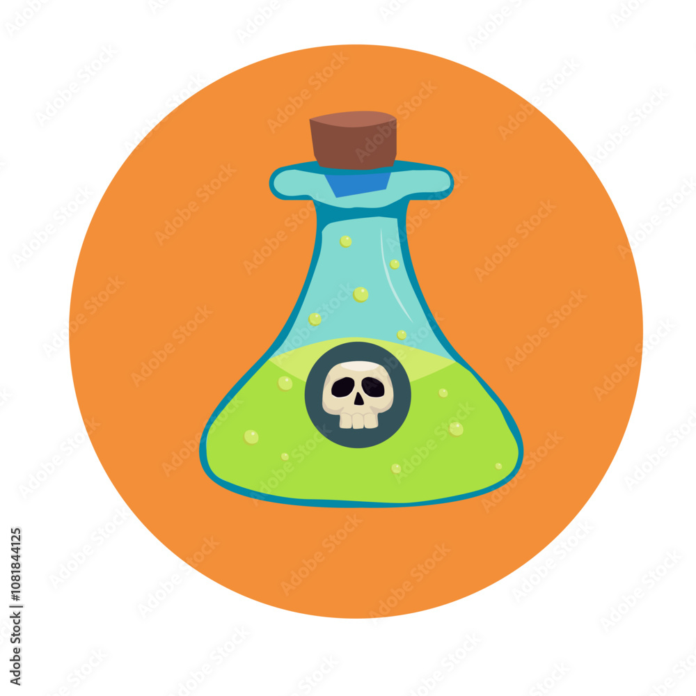 a bottle with a bright green liquid from which bubbles come out a bottle with a bright green liquid from which bubbles come out