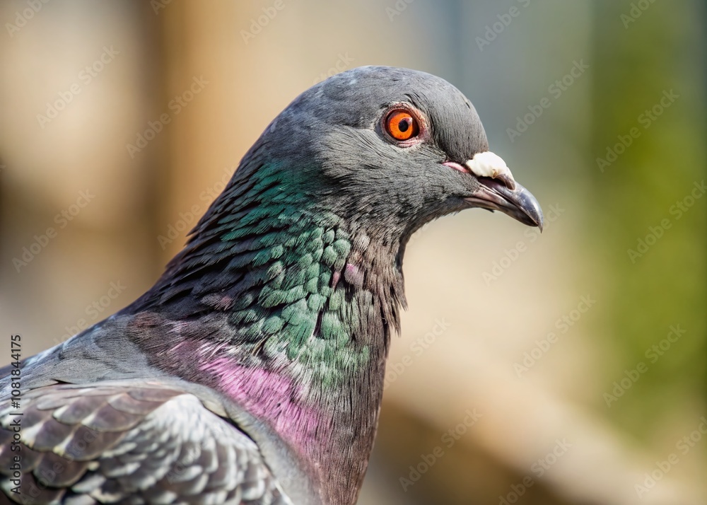 Close-up of a Home Pigeon with Vibrant Feathers and Intricate Details in Macro Photography, Showcasing Its Unique Colors and Textures in a Natural Setting Close-up of a Home Pigeon with Vibrant Feathers and Intricate Details in Macro Photography, Showcasing Its Unique Colors and Textures in a Natural Setting