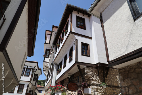 Historic houses in the city of Ohrid, North Macedonia