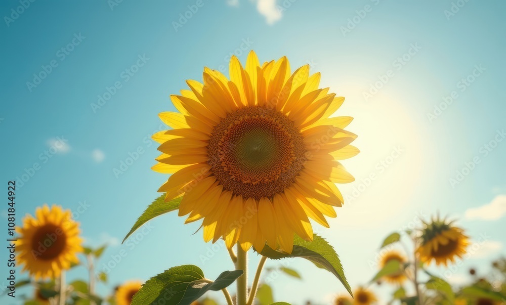 Bright sunflower basking in sunlight Bright sunflower basking in sunlight