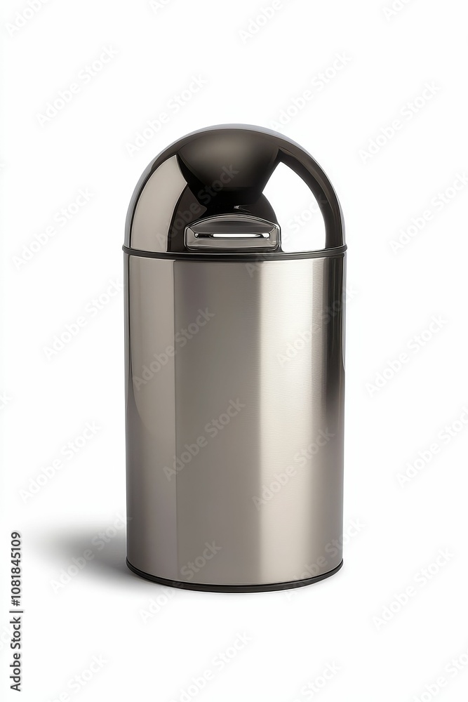 Obraz premium Silver trash can on white background.