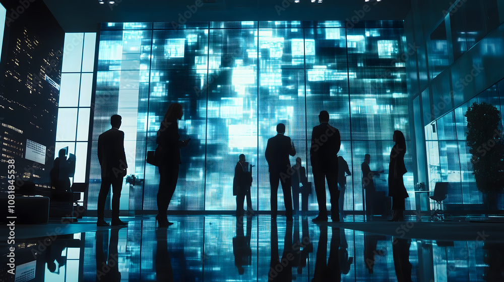 Communication network of business concept. Group of businessperson in office. Communication network of business concept. Group of businessperson in office.