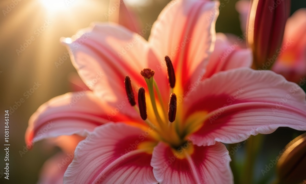 Vibrant pink lily in sunlight Vibrant pink lily in sunlight