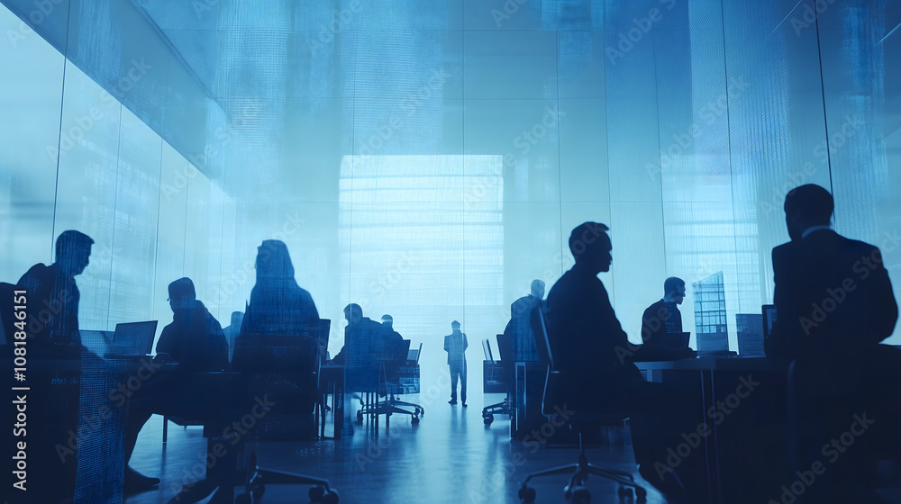 Communication network of business concept. Group of businessperson in office. Communication network of business concept. Group of businessperson in office.