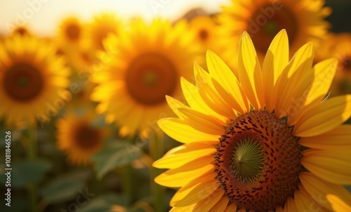 Close-up of vibrant sunflowers in bloom