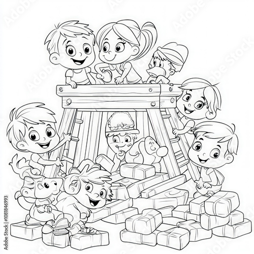 A group of friends building...