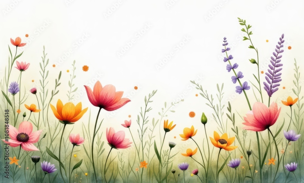 Colorful wildflowers in a serene setting. Colorful wildflowers in a serene setting.